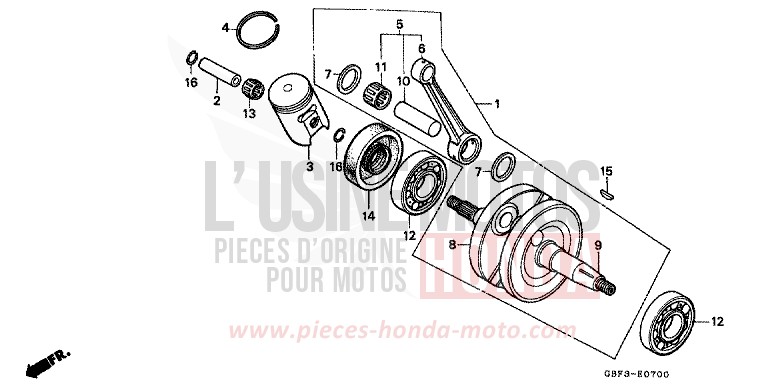 VILEBREQUIN/PISTON de CR80R "Grandes Roues" NEUCLEAR RED (R177) de 1999